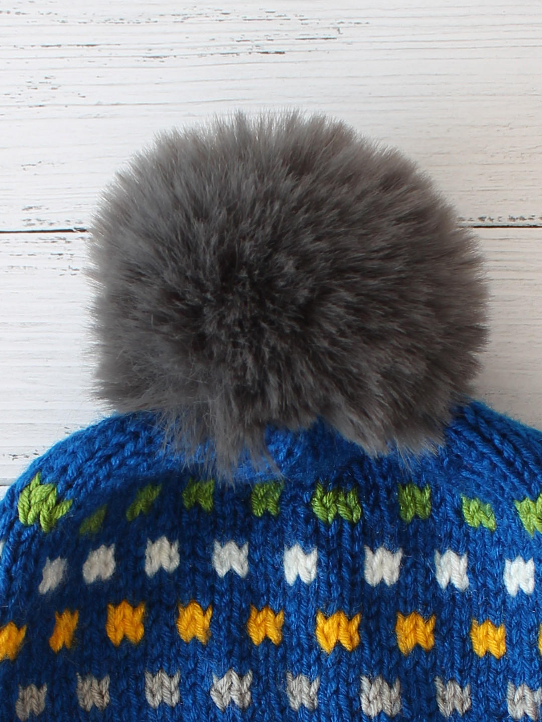 Handmade Fair Isle Women Knitted Winter Beanie- Blue