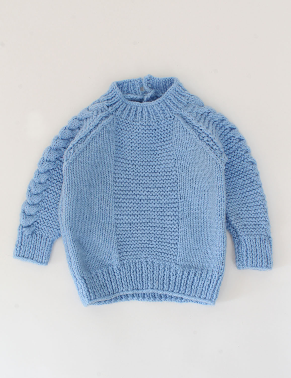 Handmade Full Sleeves Self Designed Sweater For Kids - Blue