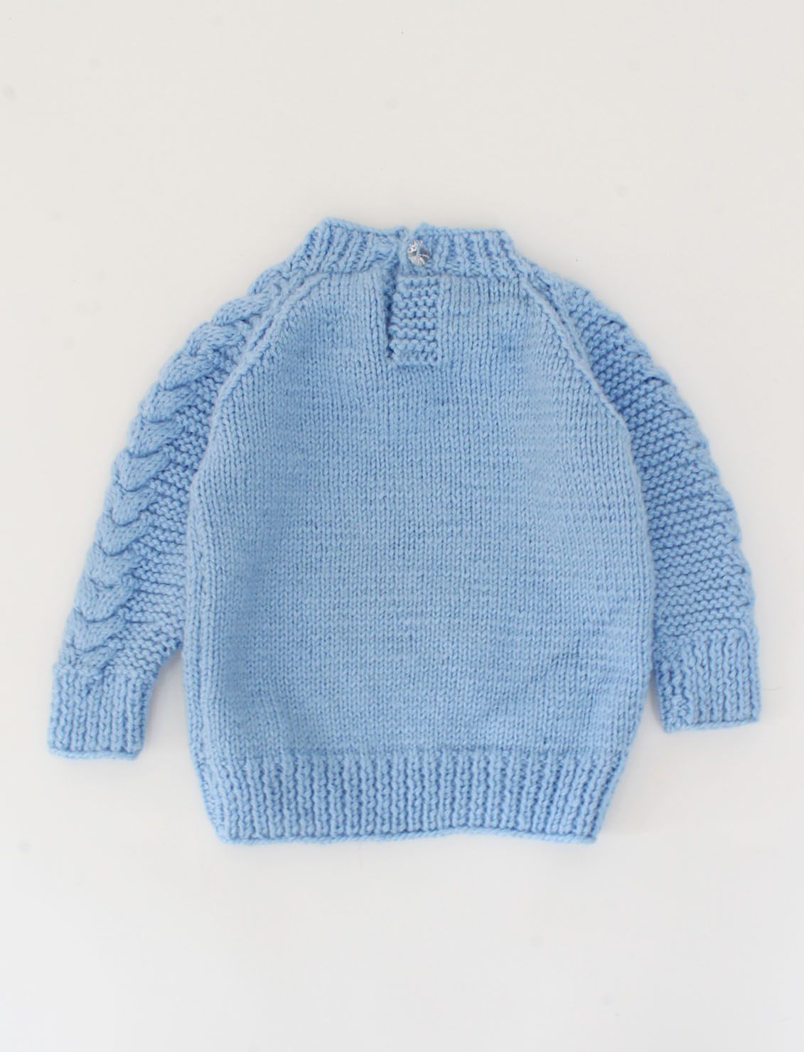 Handmade Full Sleeves Self Designed Sweater For Kids - Blue