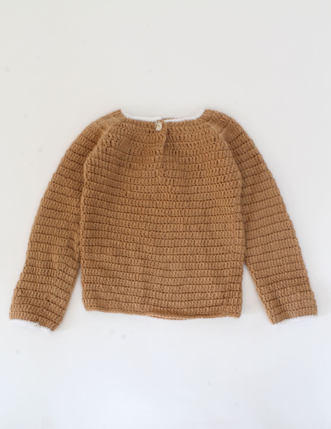 Handmade Full Sleeves Sheep Design Sweater For Kids - Brown