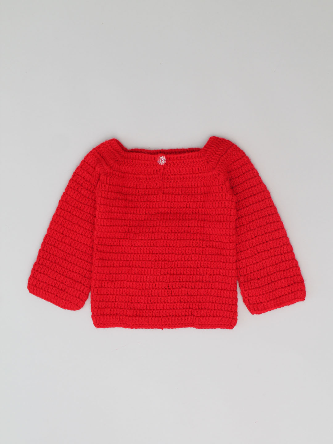 Handmade Intarsia Stitch Sweater with Dog Face - Red