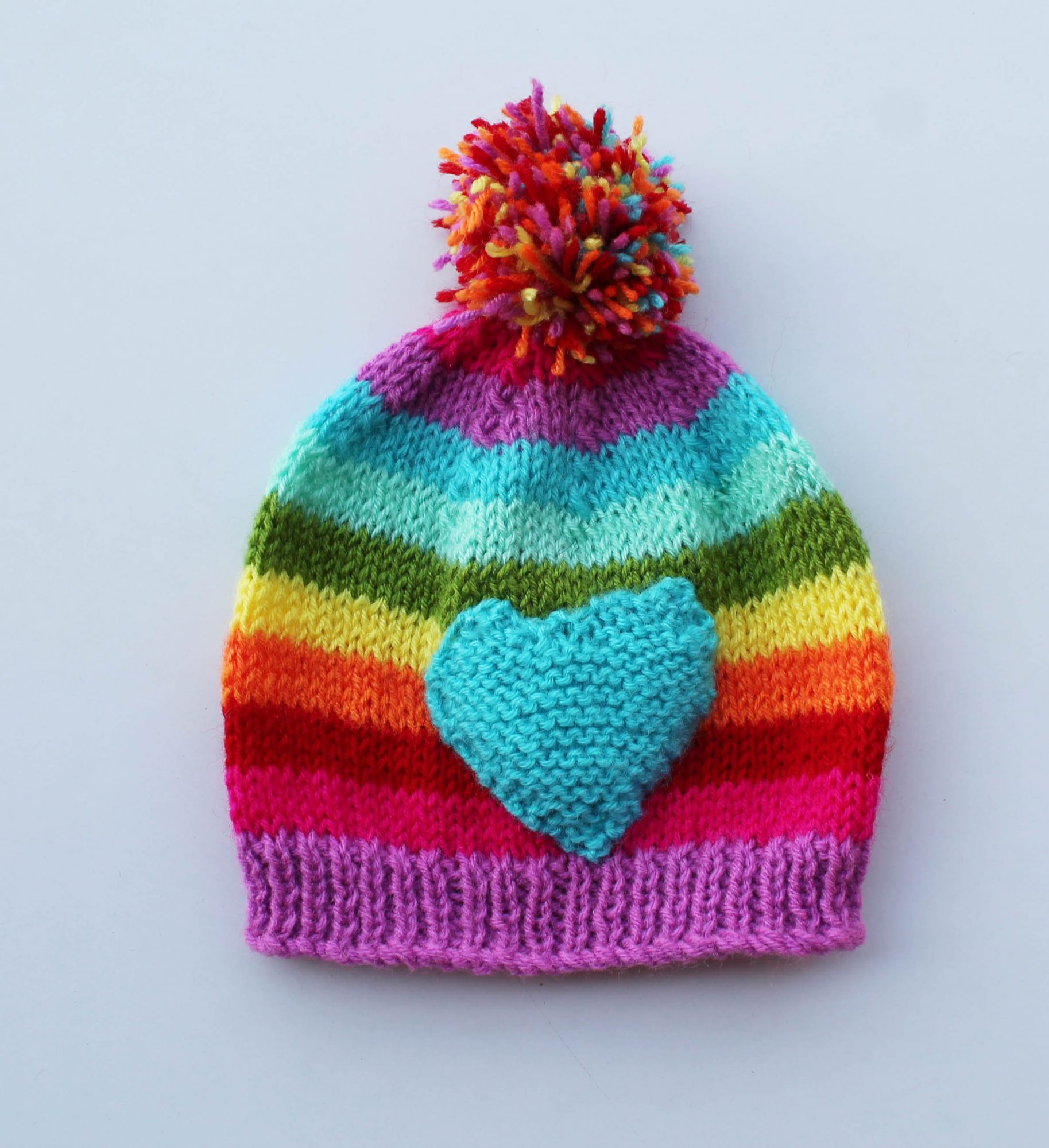 Handmade Knitted Heart Pattern Cap for Kids - Multicolour Woonie