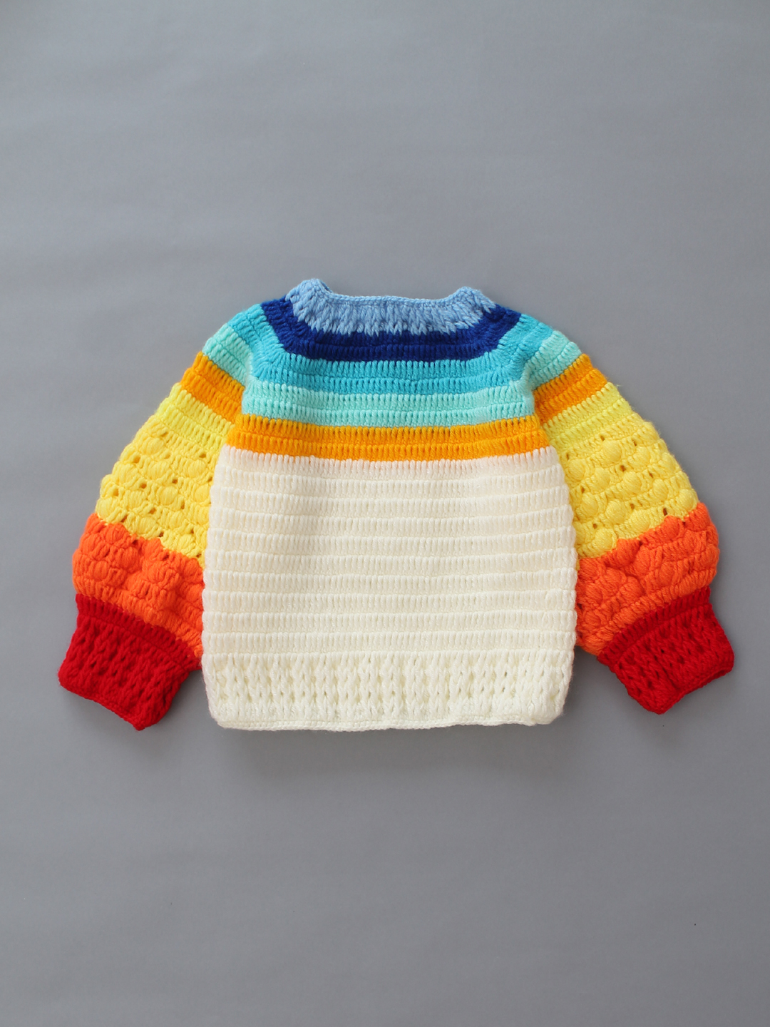Handmade Pop Corn Stitch Colourful Sweater for Kids - Multi