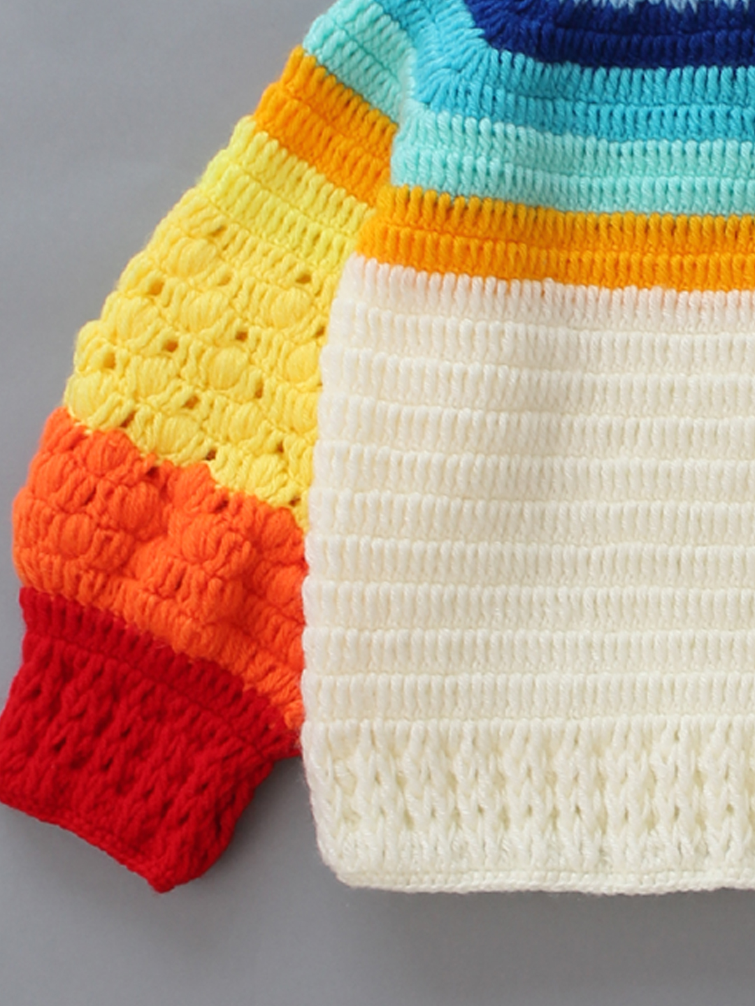 Handmade Pop Corn Stitch Colourful Sweater for Kids - Multi