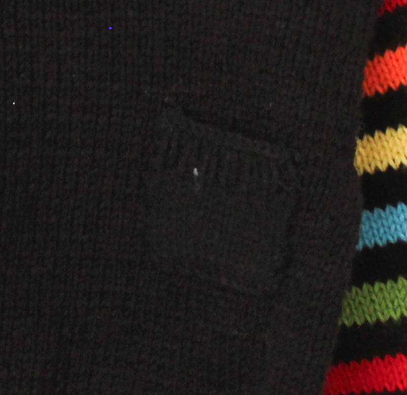 Handmade Striped Full Sleeves Pocket Sweater For Kids - Black