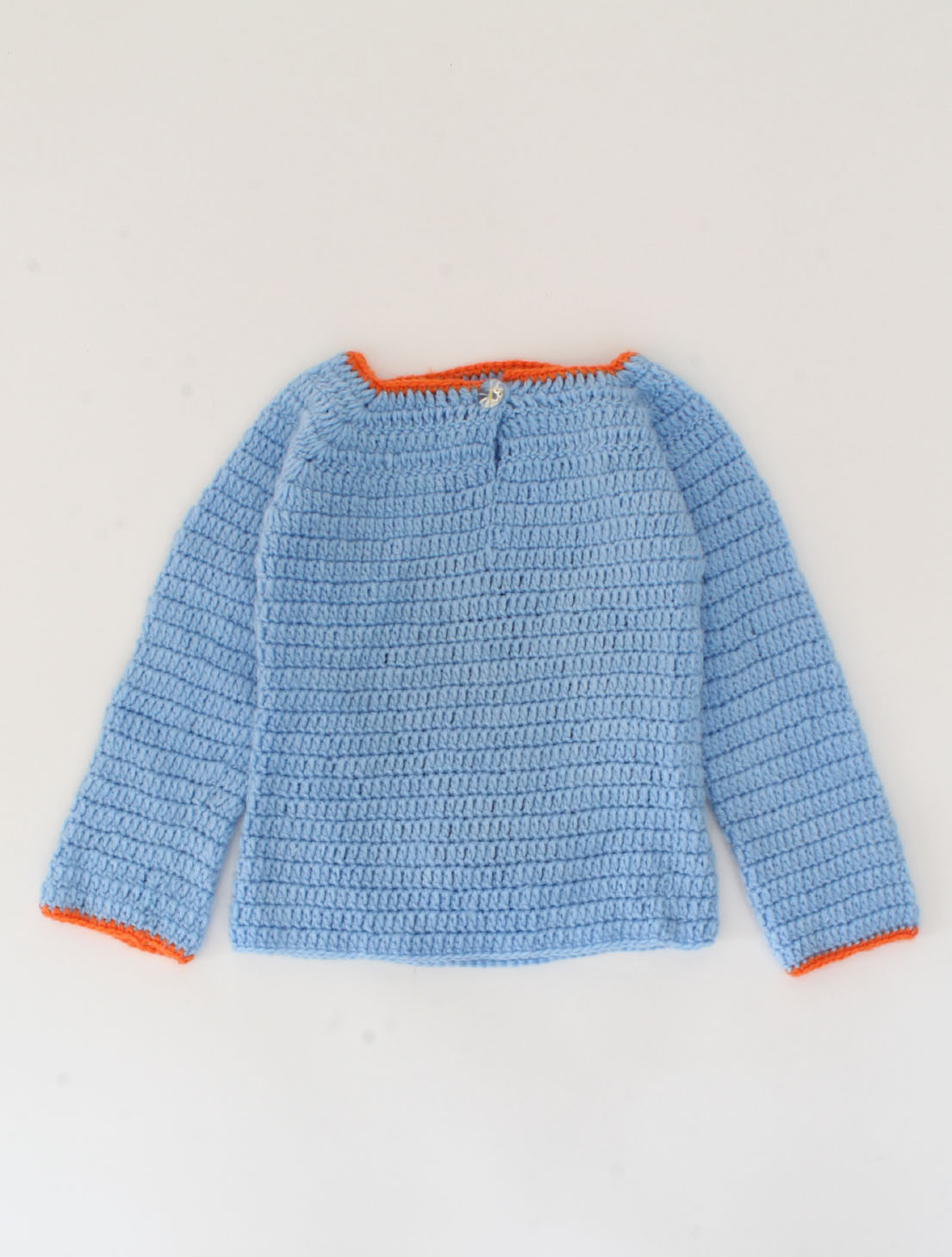 Handmade Tiger Face Woolen Sweater For Infants - Light Blue