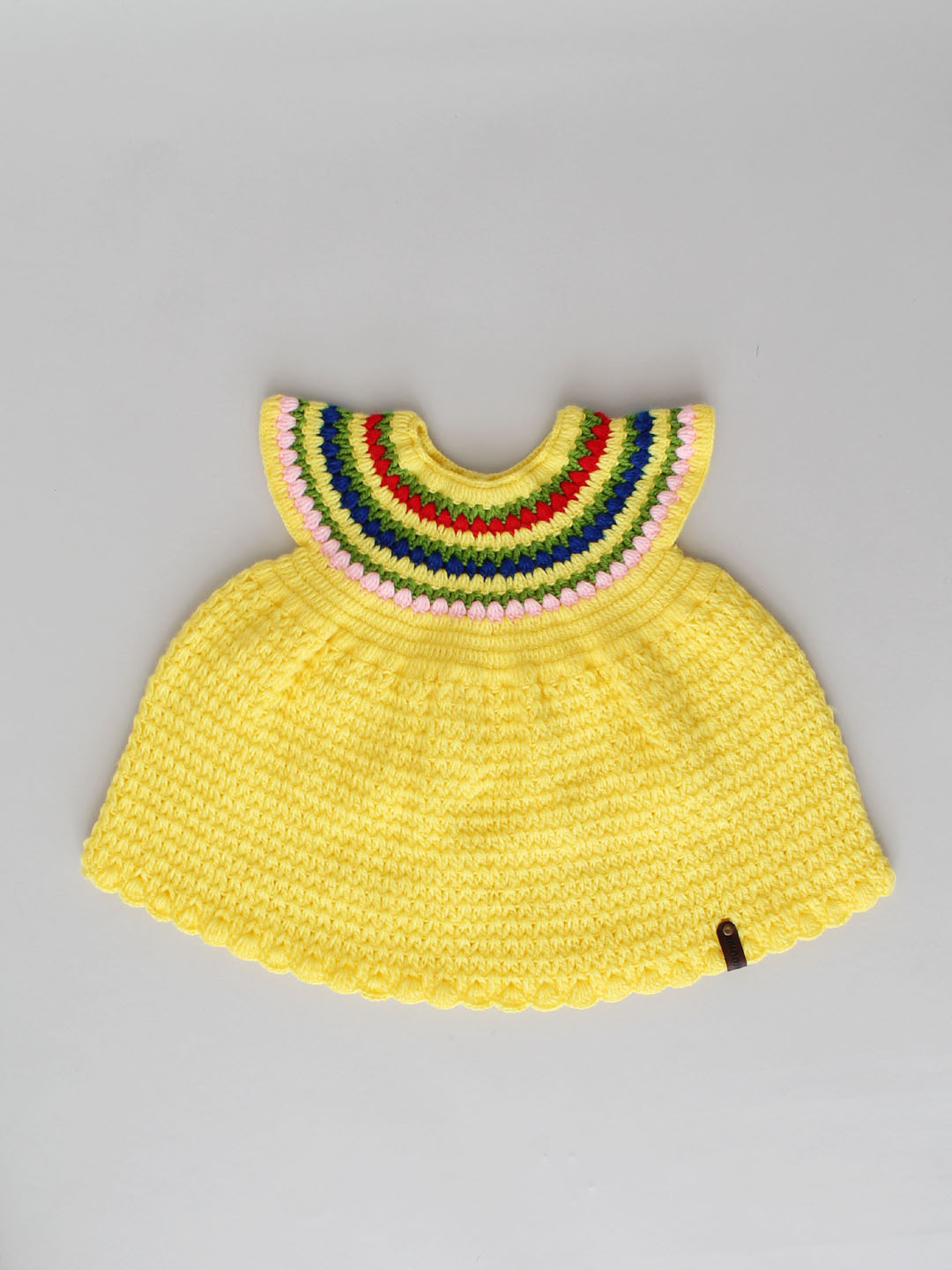 Handmade Winter Frock with Hairband and Booties - Yellow