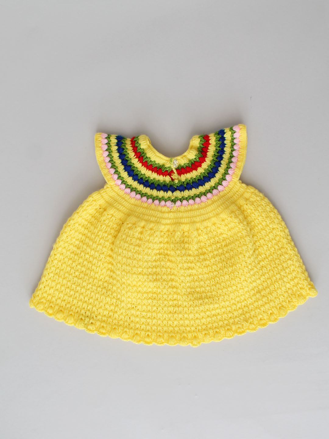 Handmade Winter Frock with Hairband and Booties - Yellow