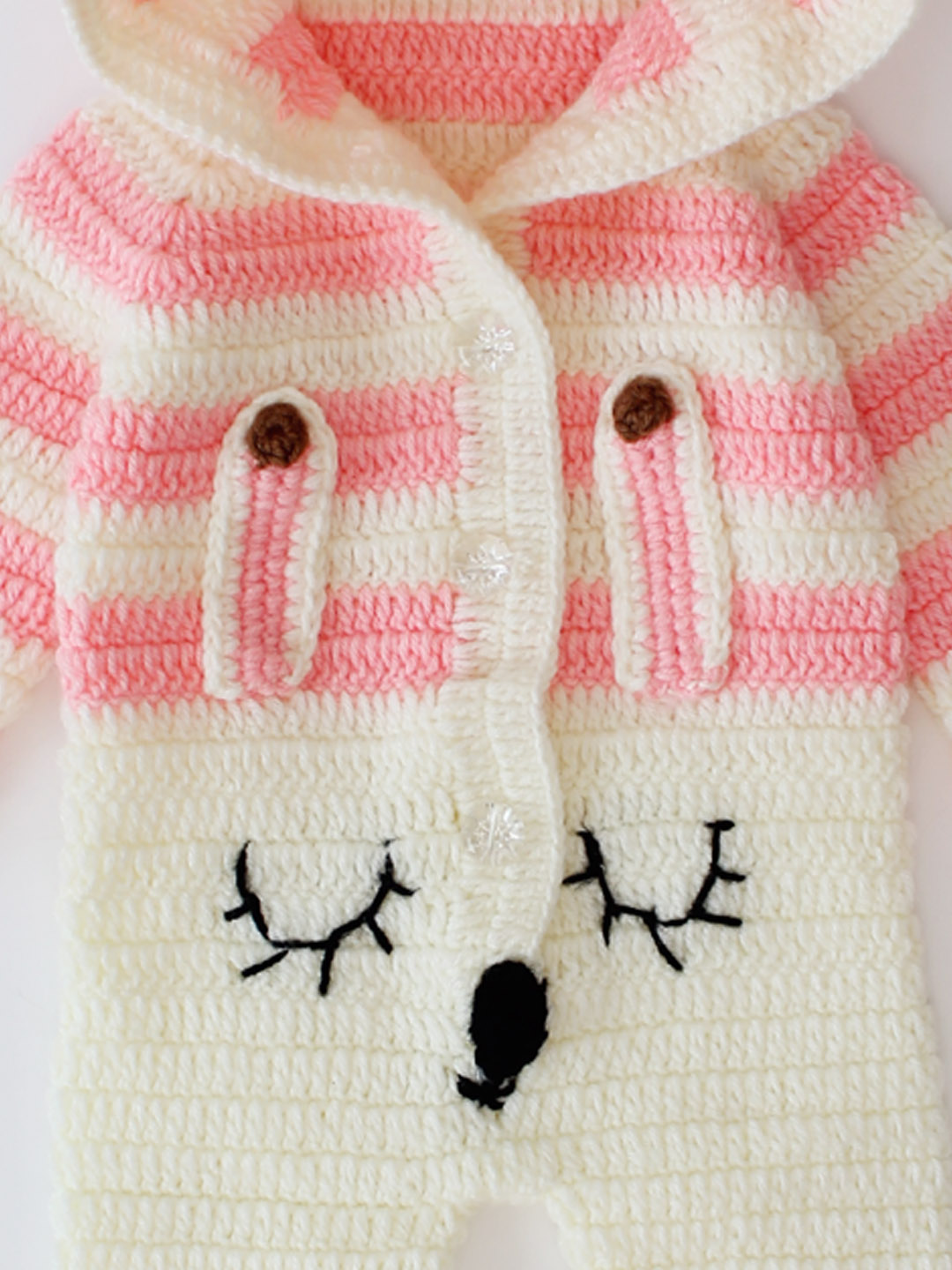 Handmade Woolen Jumpsuit with Hood and Boots - Peach