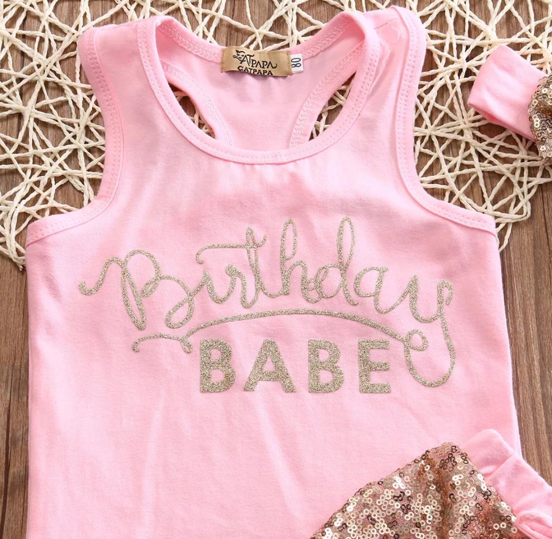 Happy Birthday Sequin Set with Headband