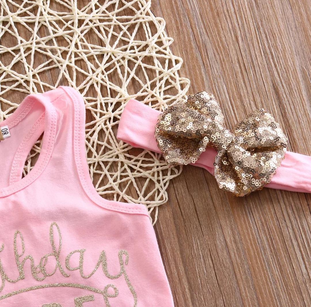 Happy Birthday Sequin Set with Headband