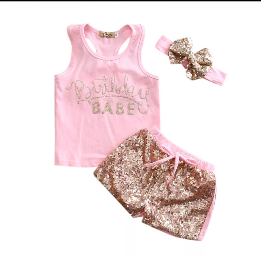 Happy Birthday Sequin Set with Headband