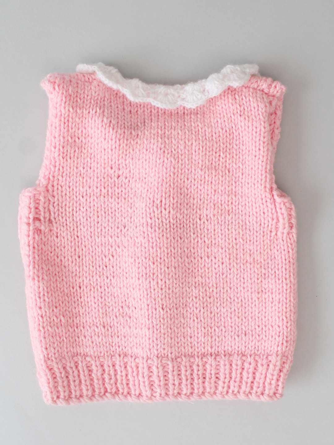 Heart Detailing Front Openable Vest for Newborn - Baby Pink