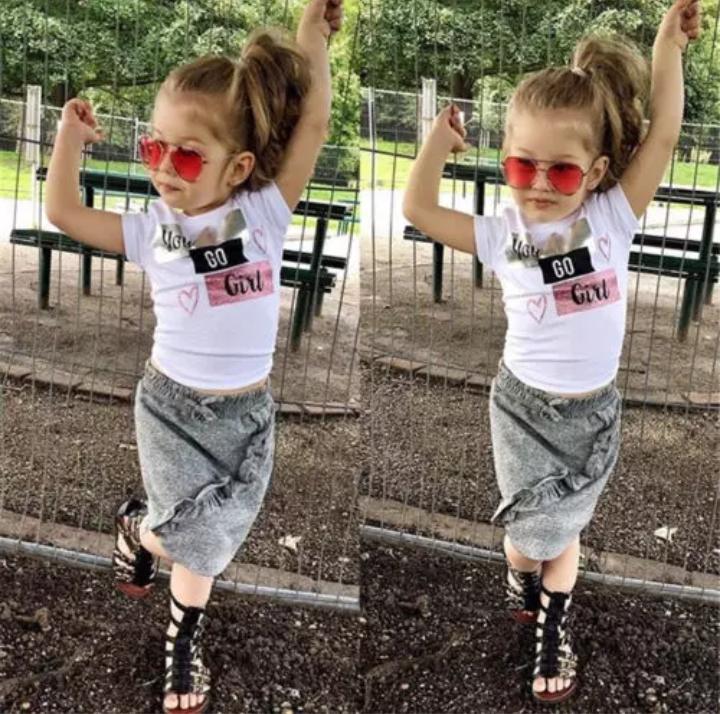 Heart Printed White Top With Pencil Skirt
