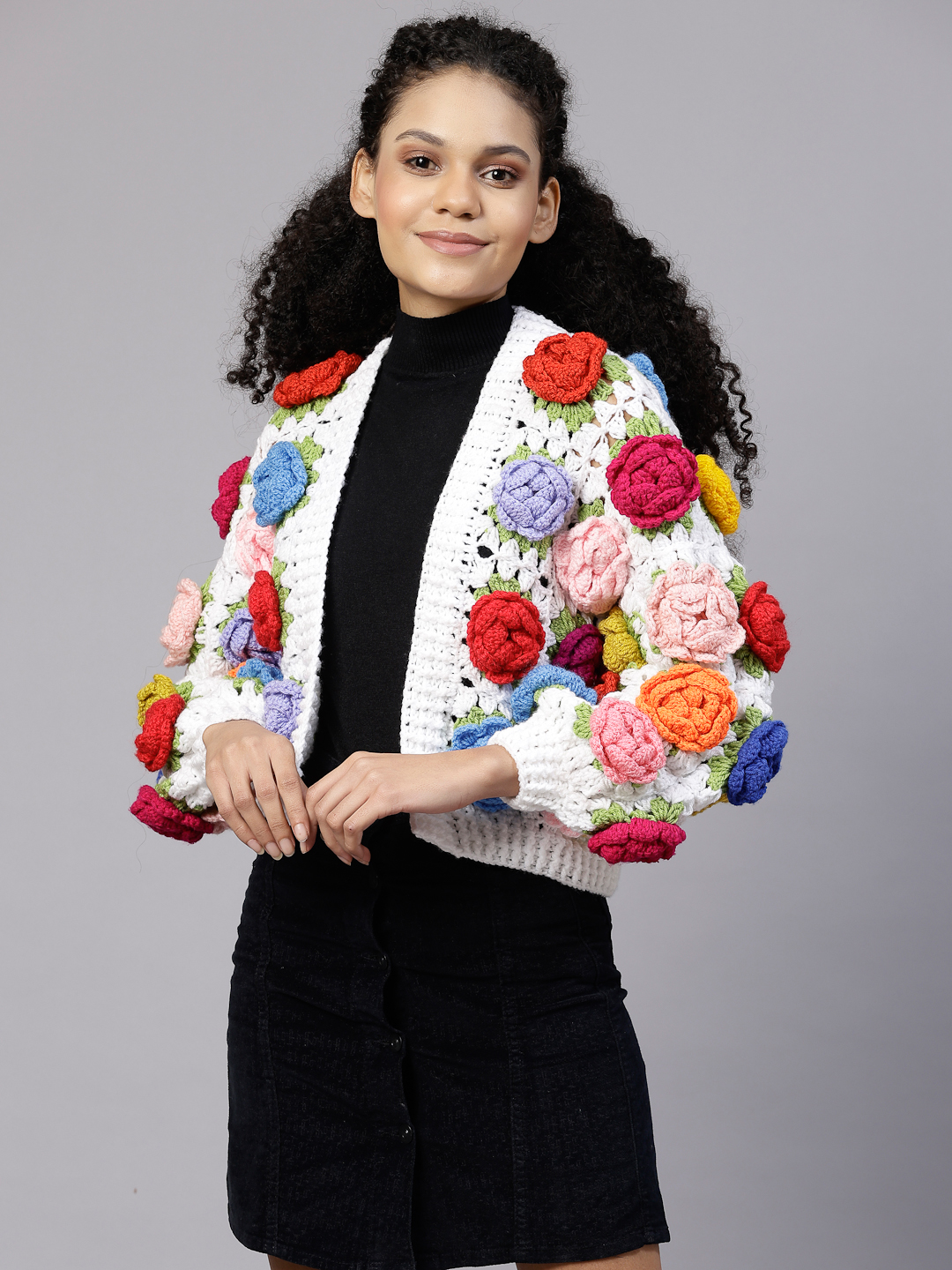 Crochet Rose Garden Cardigan - Multicolour