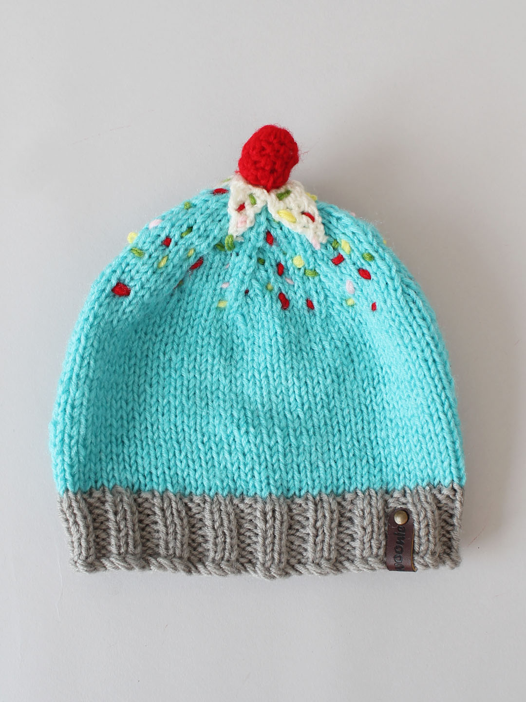 Ice Cream Beanie with Cherry on Top for Kids - Blue