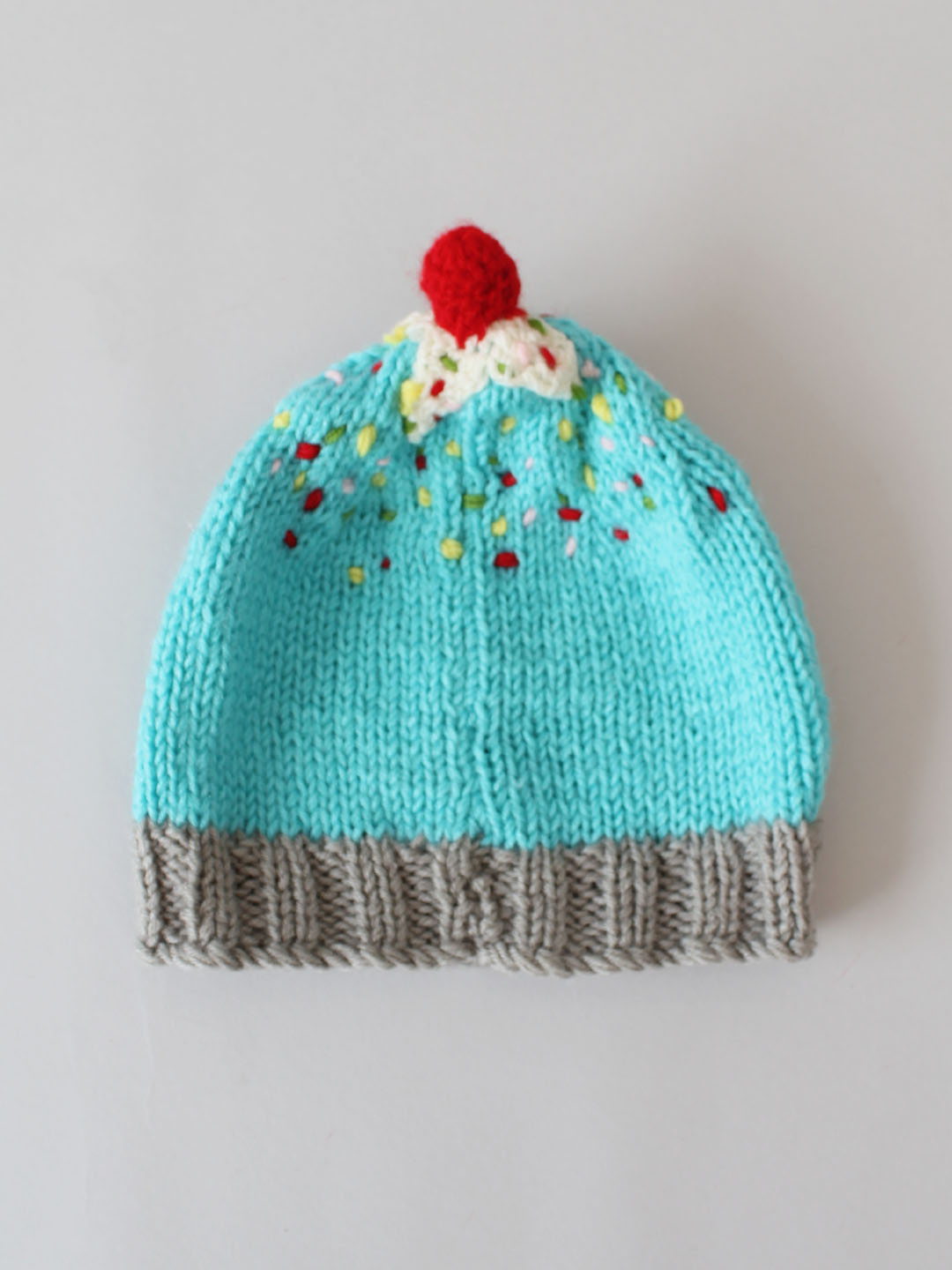 Ice Cream Beanie with Cherry on Top for Kids - Blue