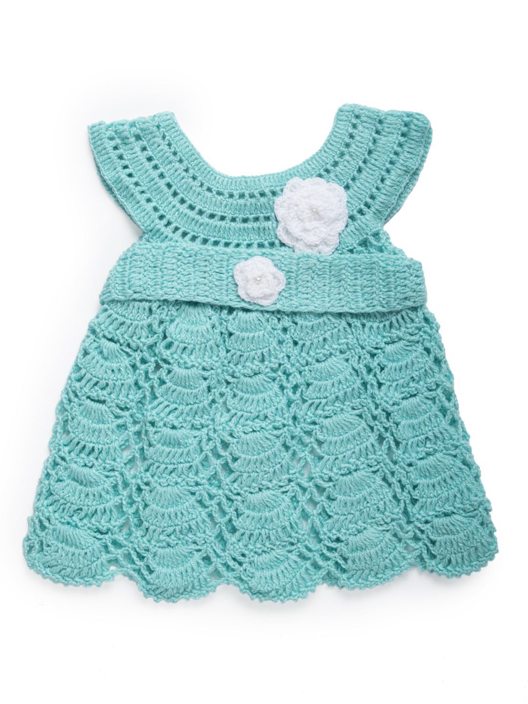 Woonie Short Sleeves Flower Design Dress With Headband - Green