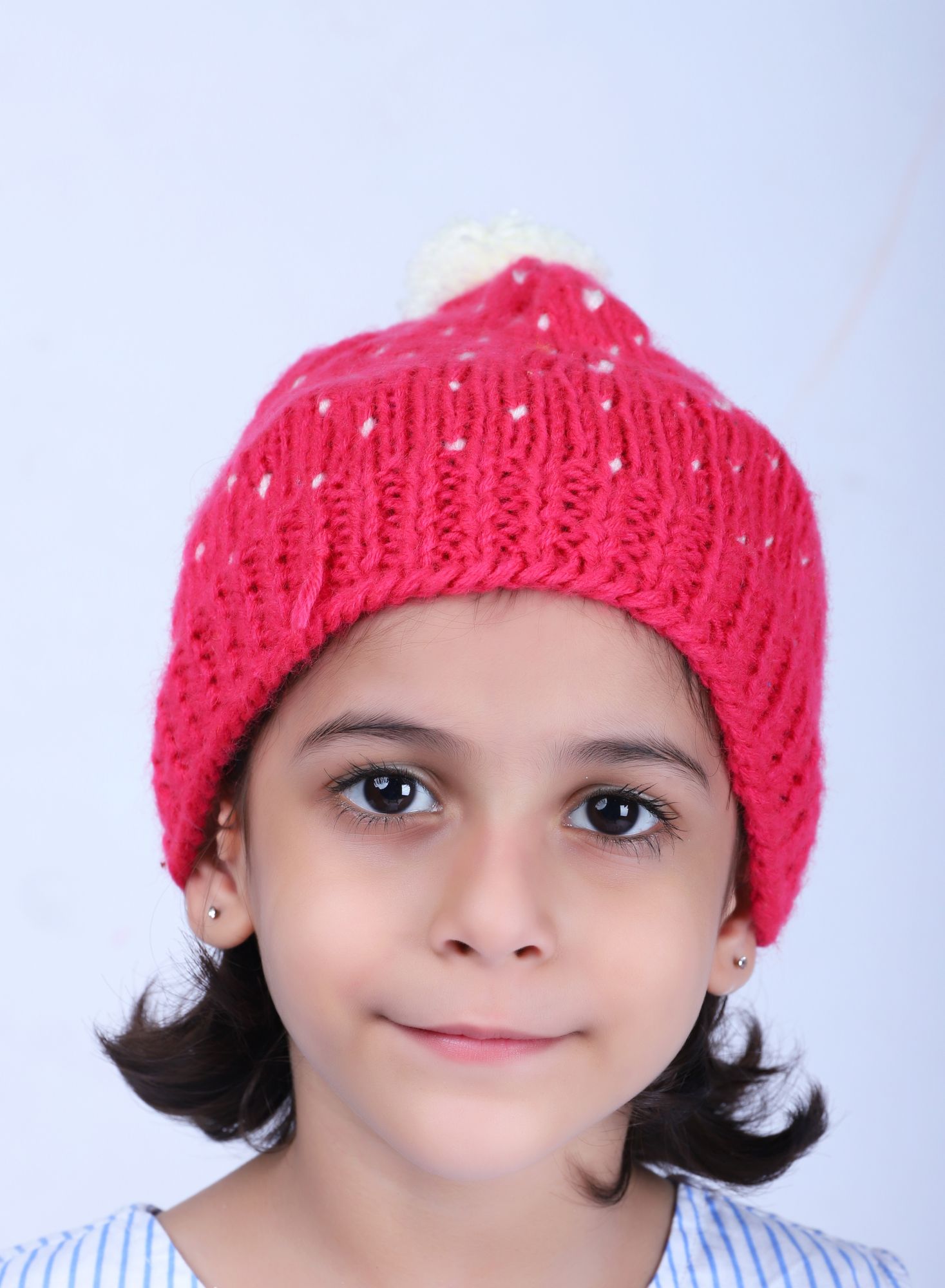 Hand knitted Standard Pattern Cap for Kids - Pink Woonie