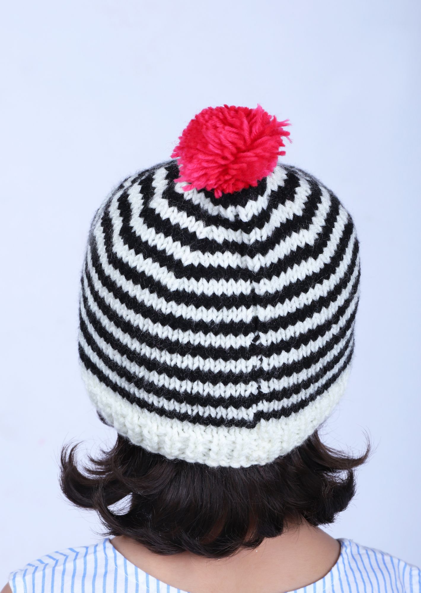 Woonie Striped Handmade Cap - Black