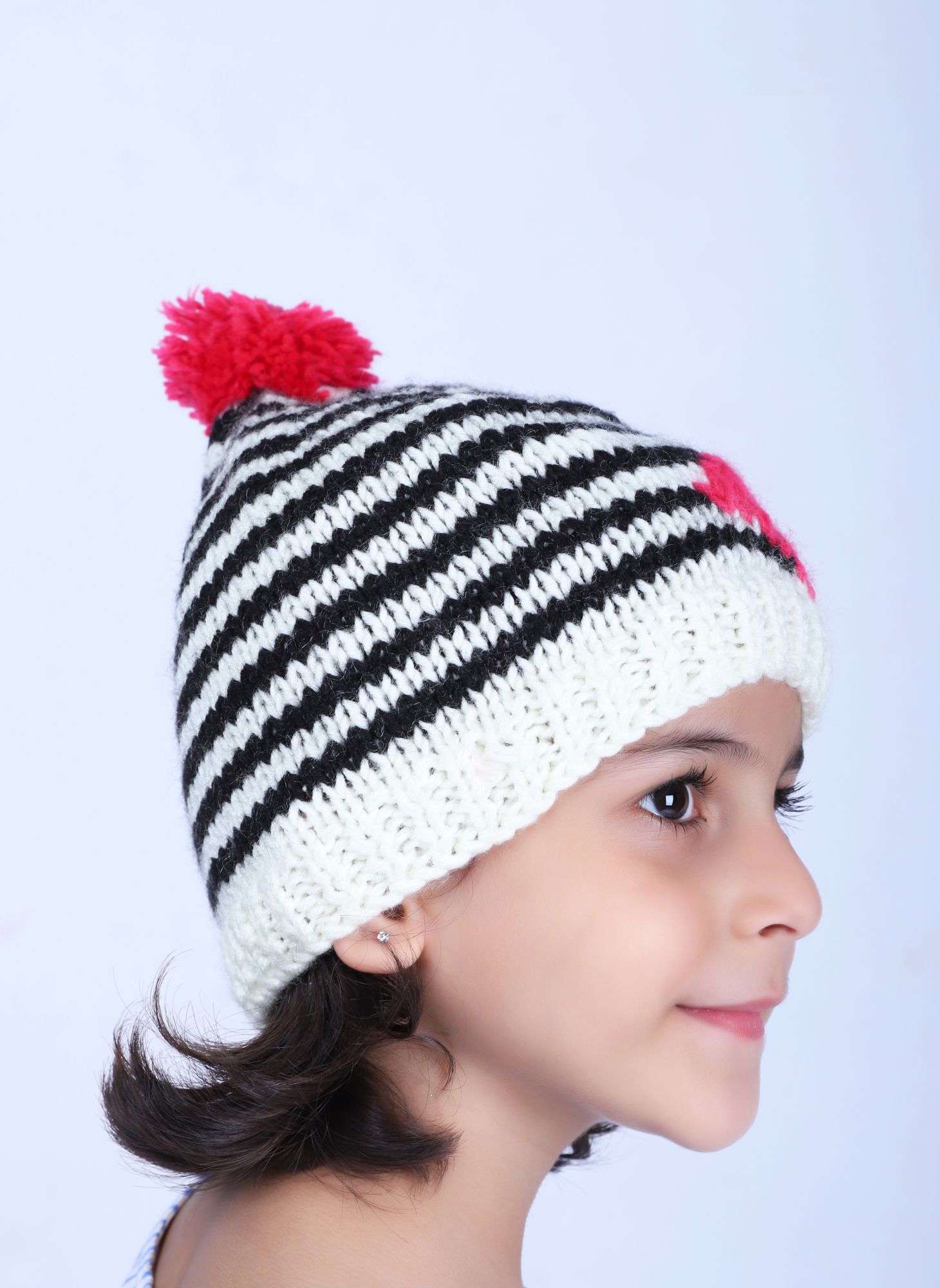 Woonie Striped Handmade Cap - Black