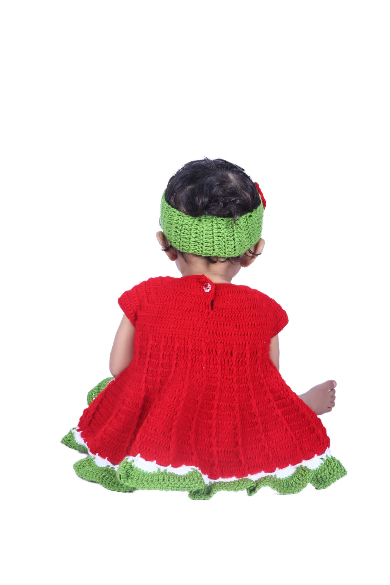 Woonie Short Sleeves Bow Detailing Handmade Dress - Red