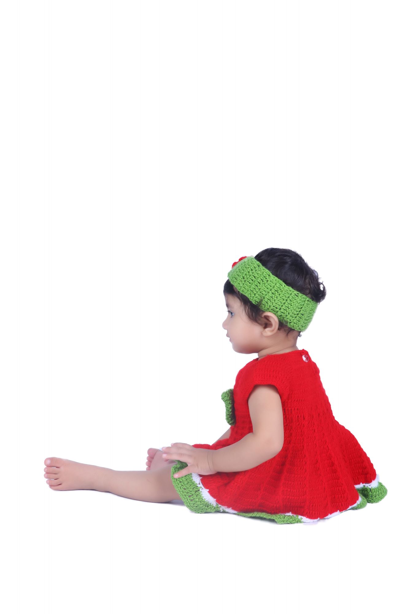 Woonie Short Sleeves Bow Detailing Handmade Dress - Red