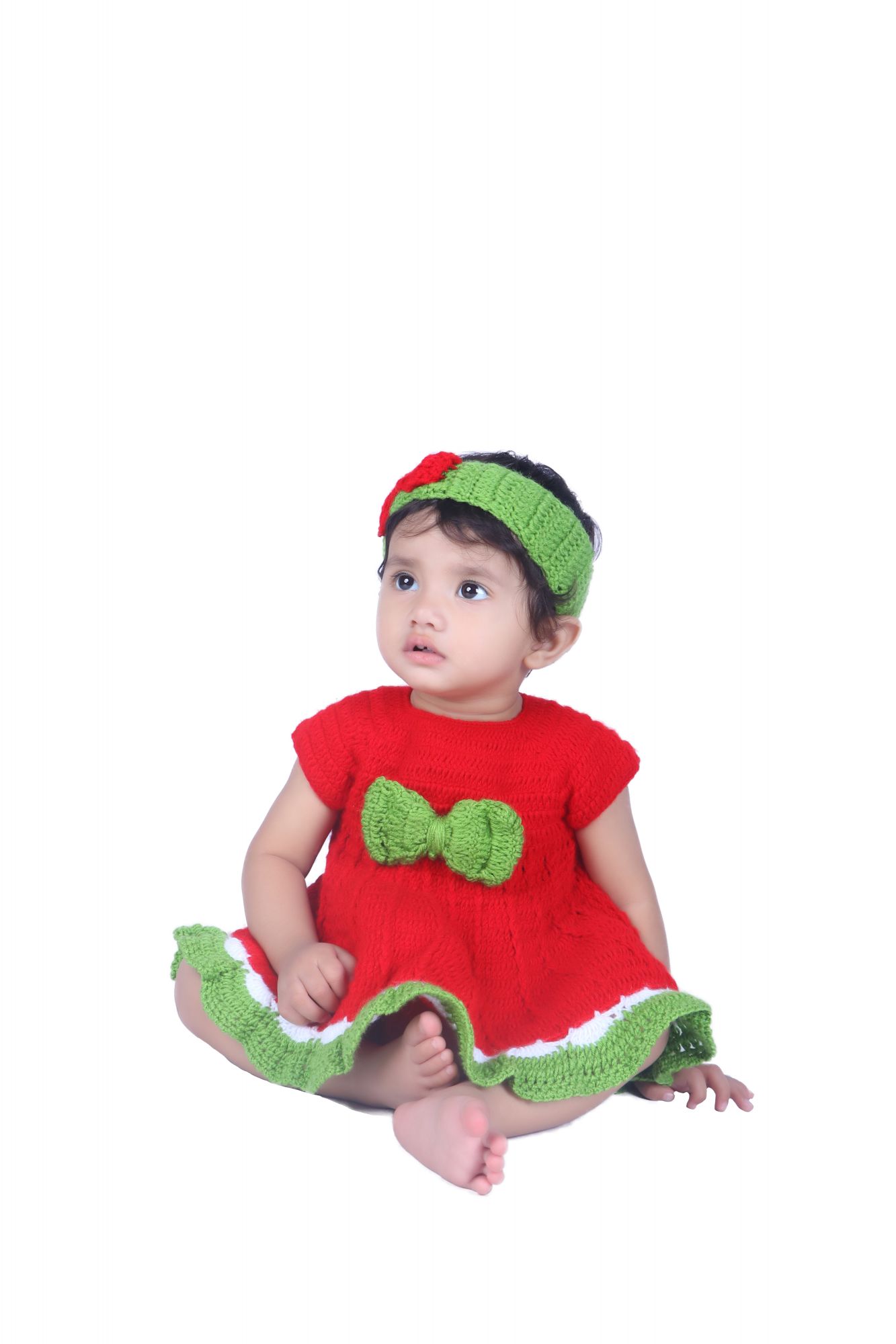 Woonie Short Sleeves Bow Detailing Handmade Dress - Red