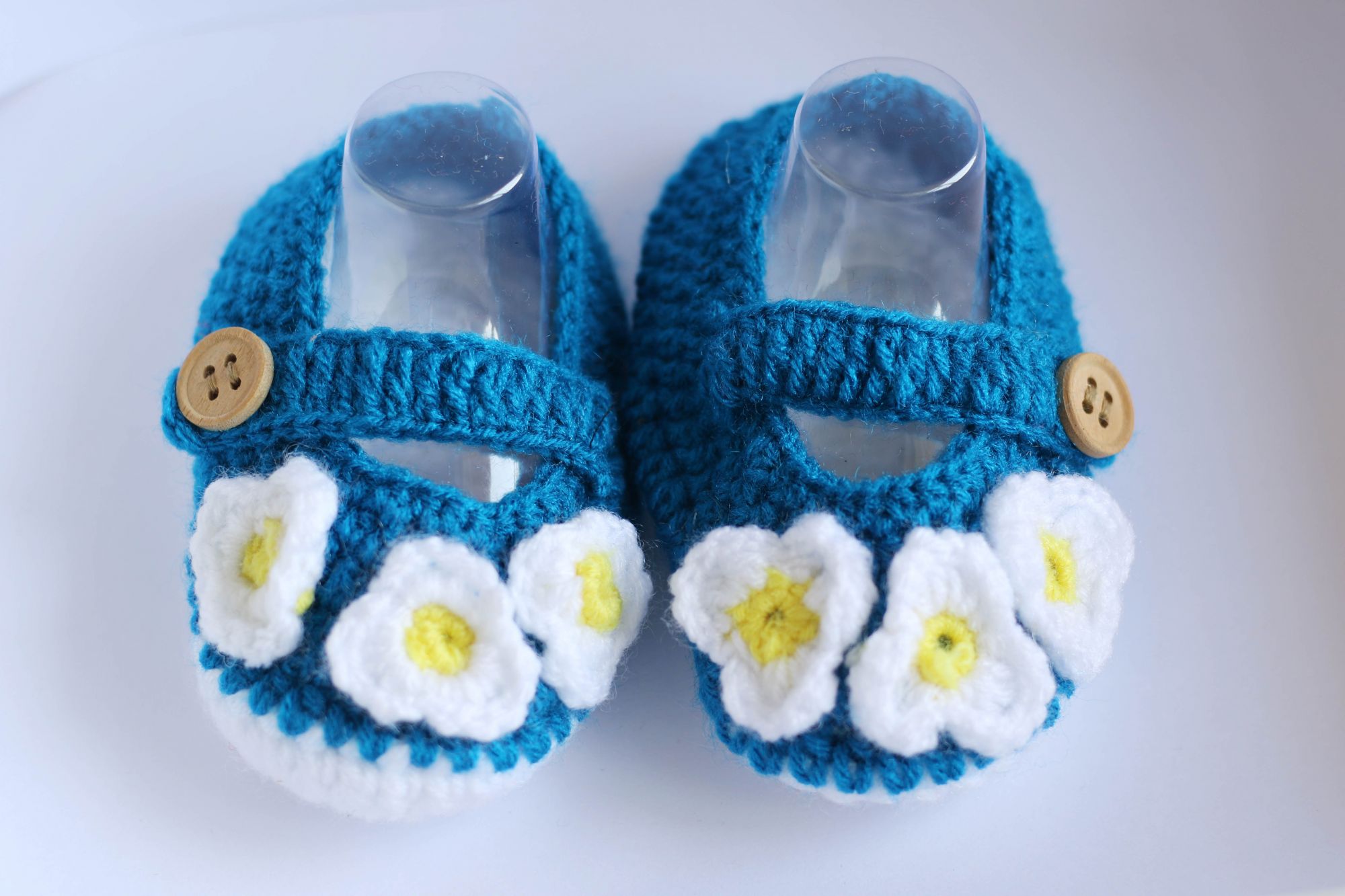 Woonie Handmade Blue Floral Booties