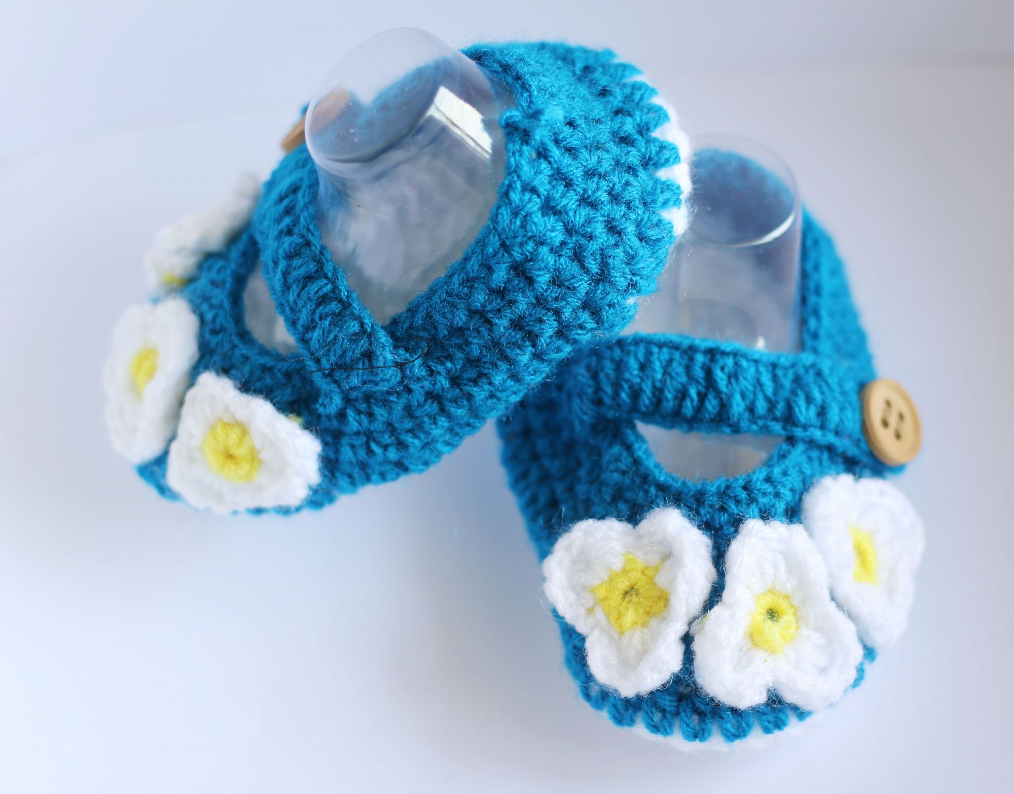 Woonie Handmade Blue Floral Booties
