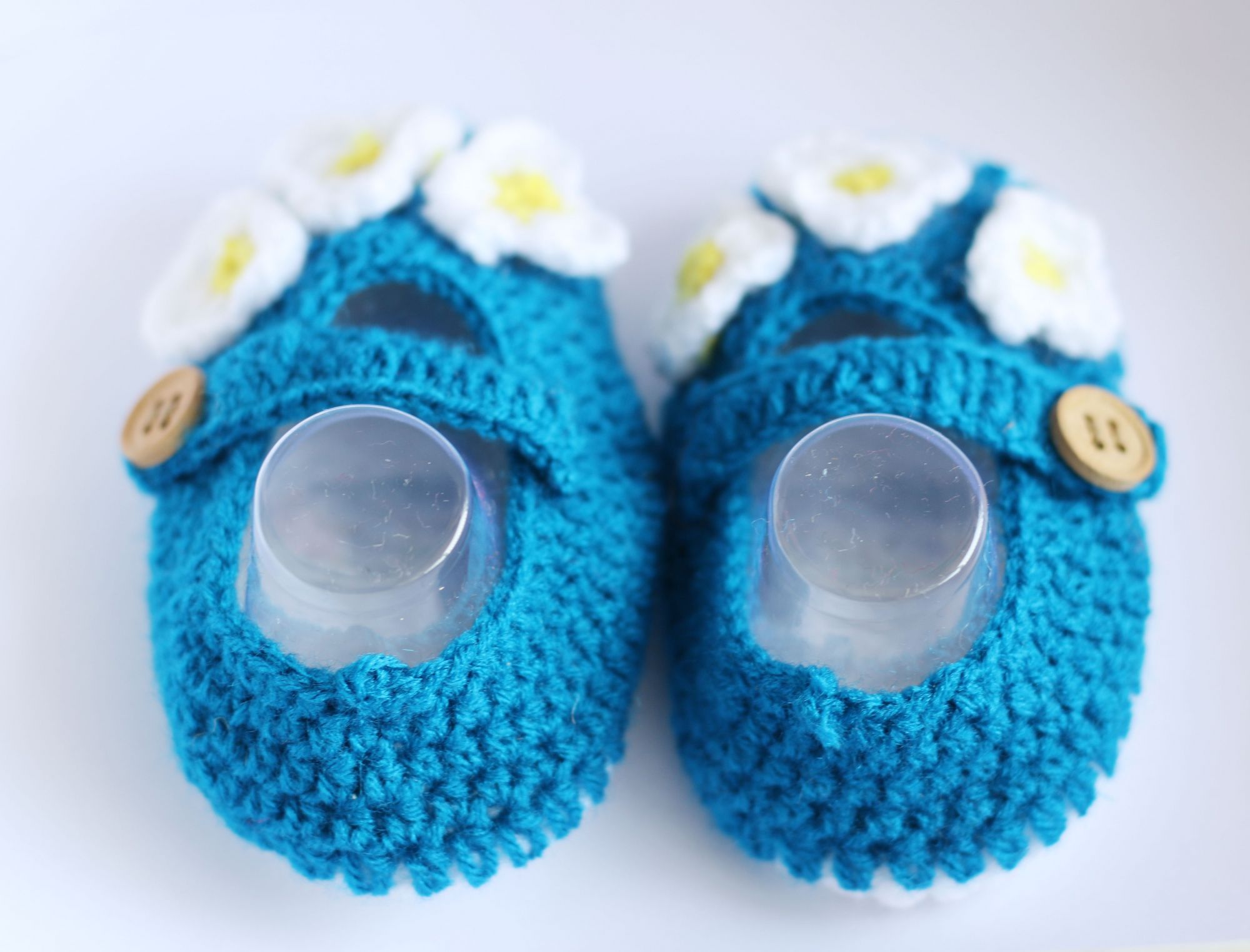 Woonie Handmade Blue Floral Booties