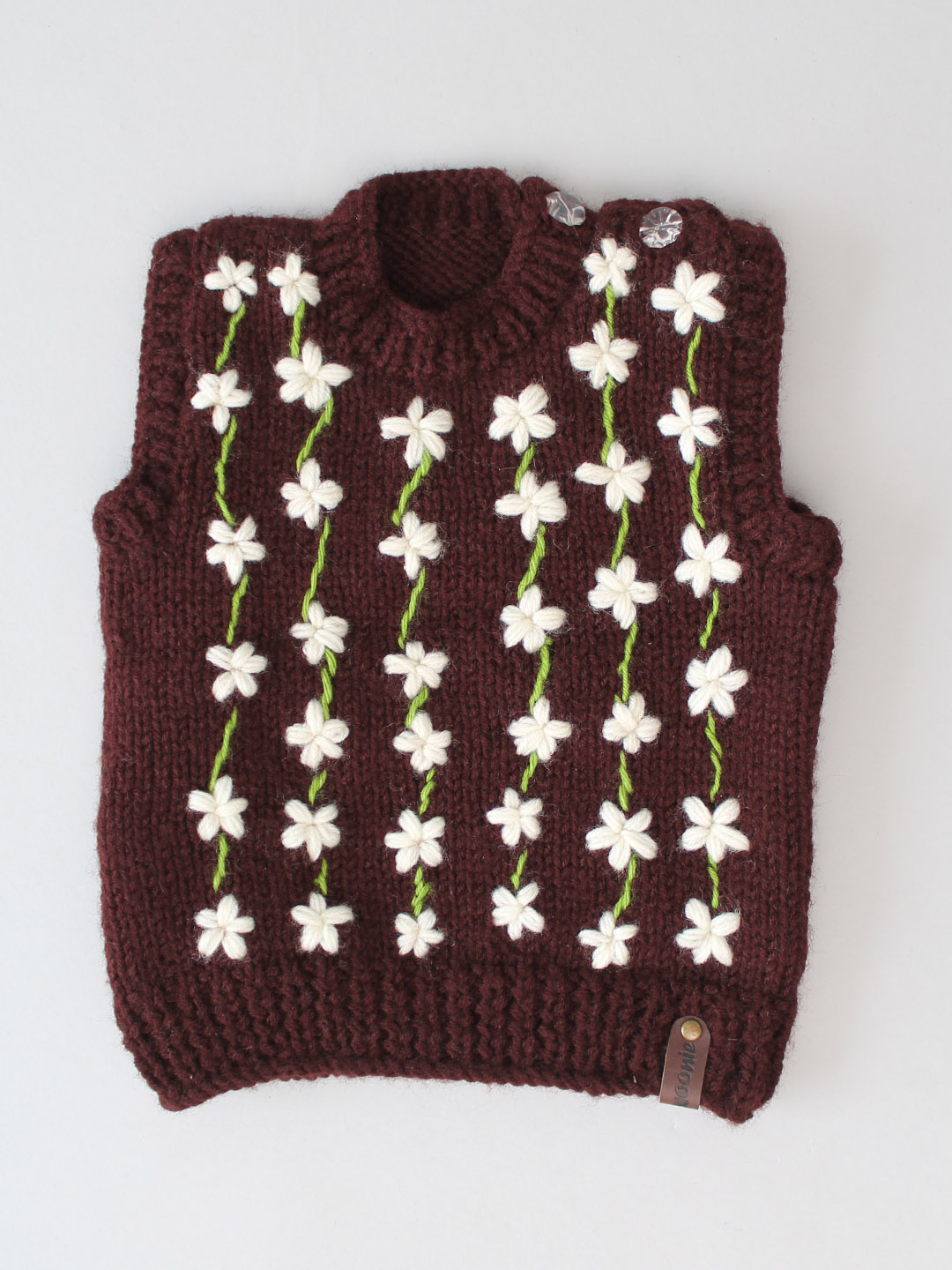 Infants Handknitted Embroidered Sweater Brown - Main Image
