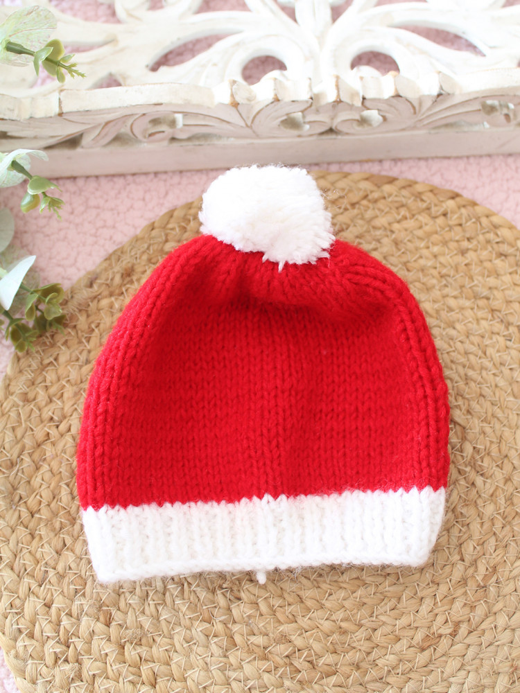 Image of Woonie Handknitted Pom Pom Designed Cap - Red