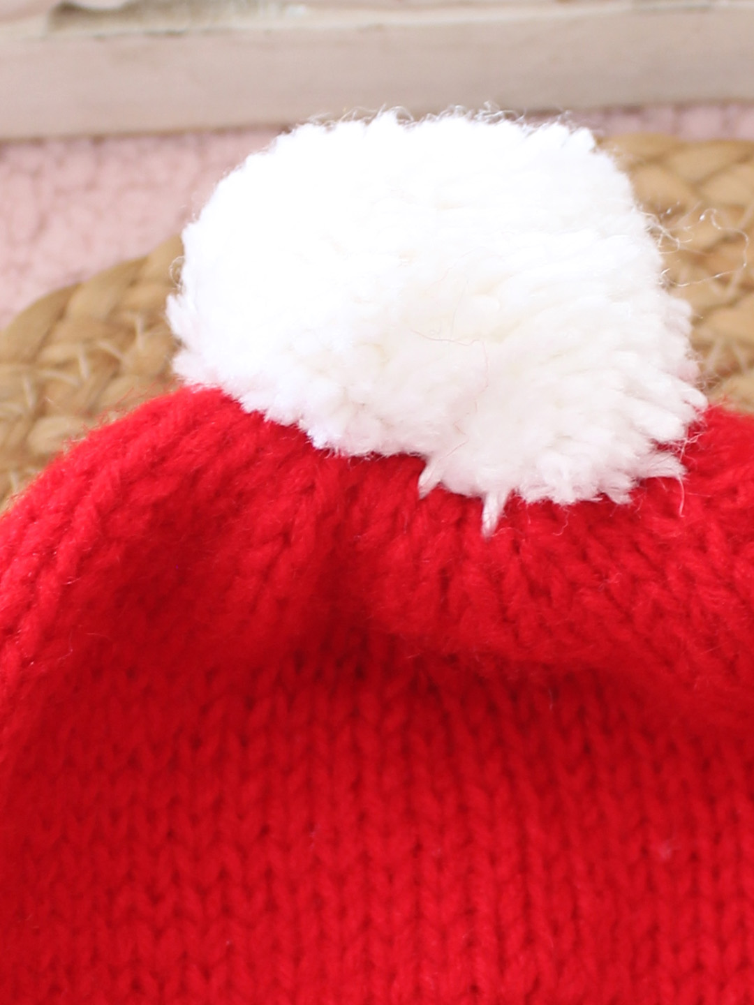 Woonie Handknitted Pom Pom Designed Cap - Red
