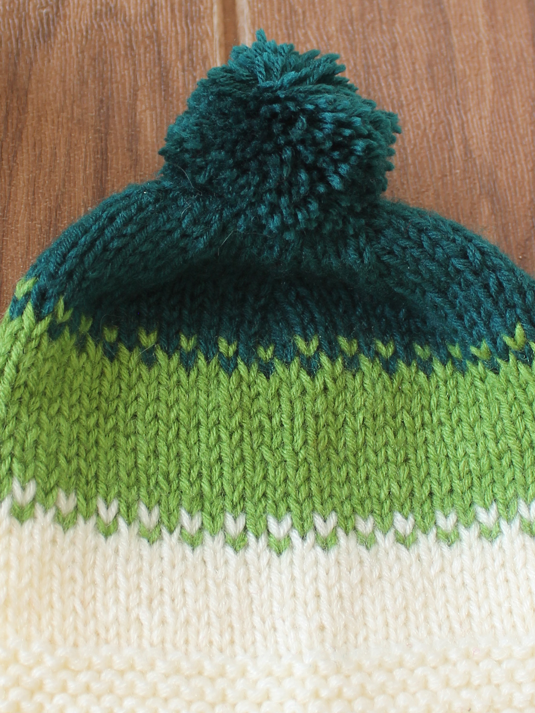 Woonie Handknitted Colorblock with Pom Pom Designed Cap - Multicolor