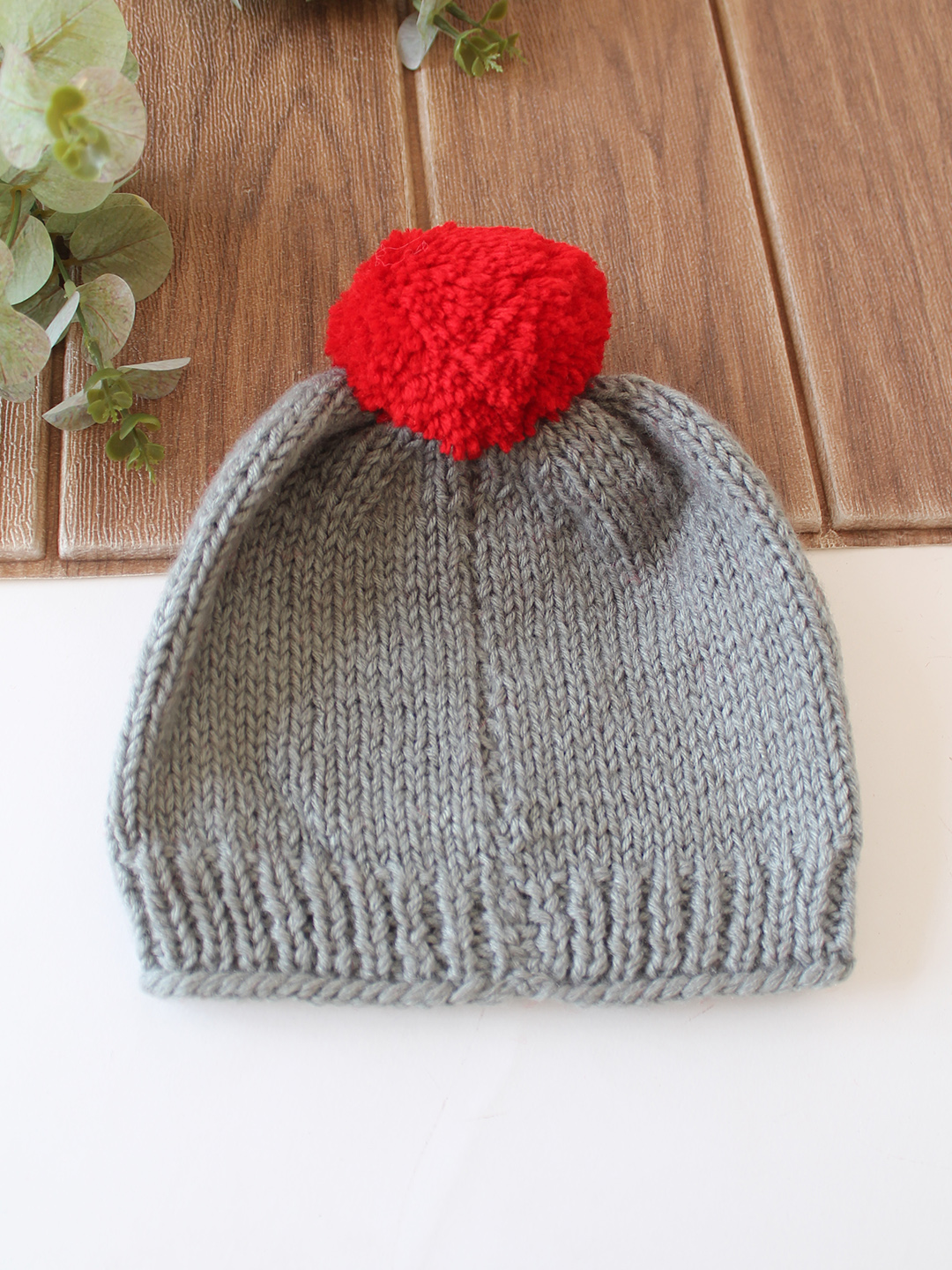 Woonie Handknitted Heart with Pom Pom Designed Cap - Dark Grey