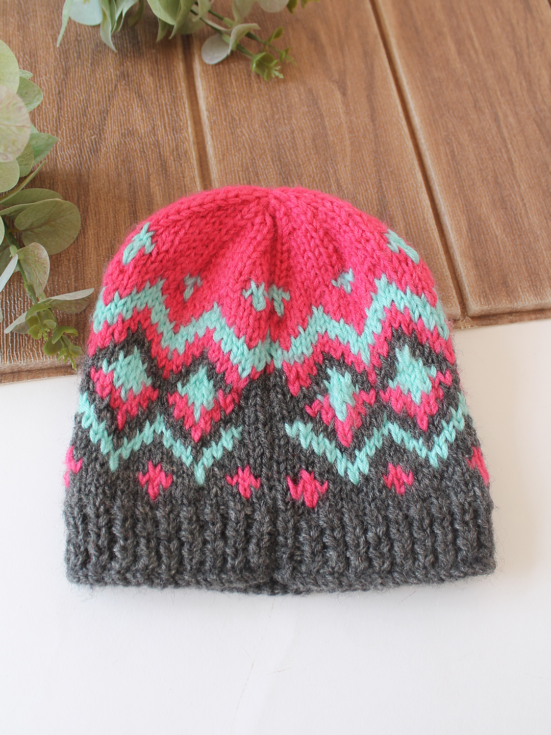 Woonie Handknitted Fair Isle Design Cap - Multicolor