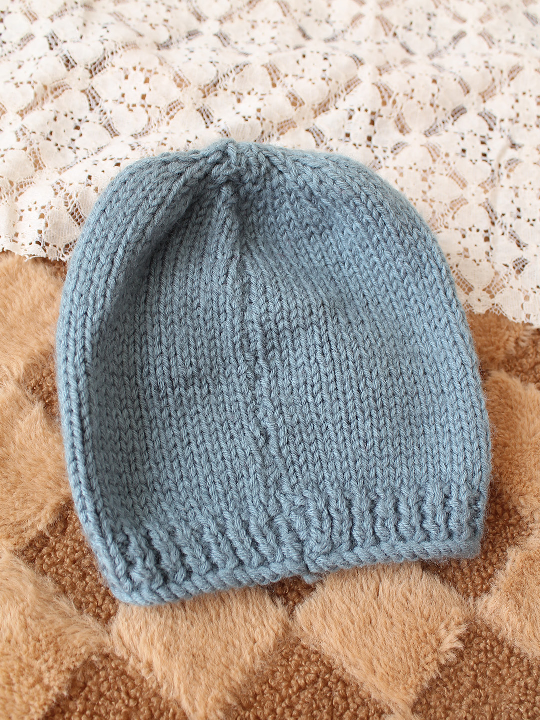 Woonie Handknitted Rose Detailed Cap - Dark Grey