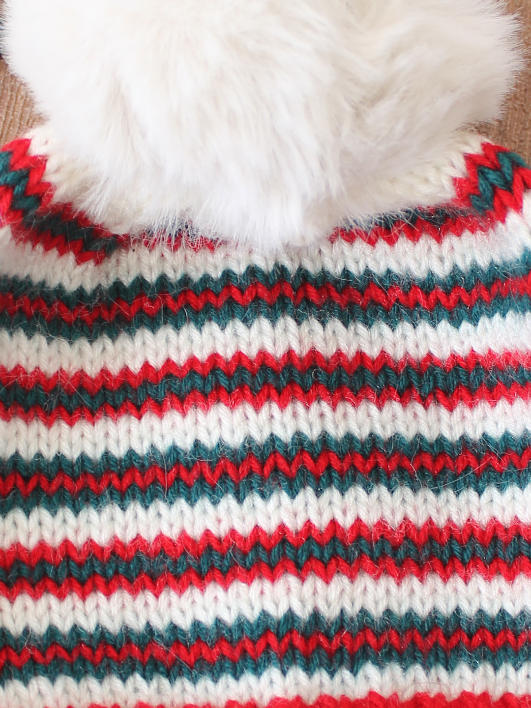 Woonie Handknitted Striped with Pom Pom Detailed Cap - Multicolor