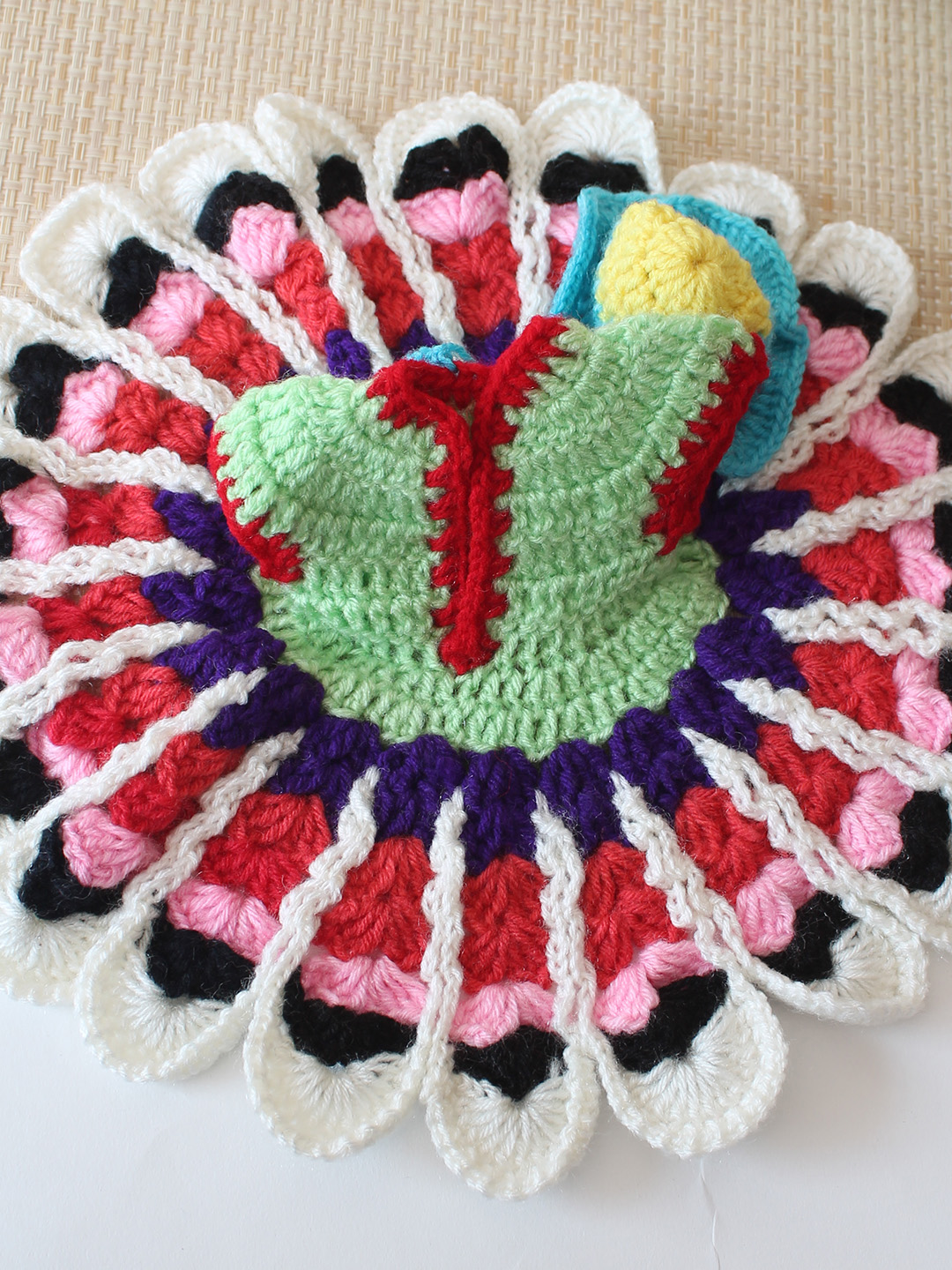 Crochet Handmade Designed for Laddu Gopal Idol Combo of a Total 2 Items 1 Poshak 1 Cap - Multicolor
