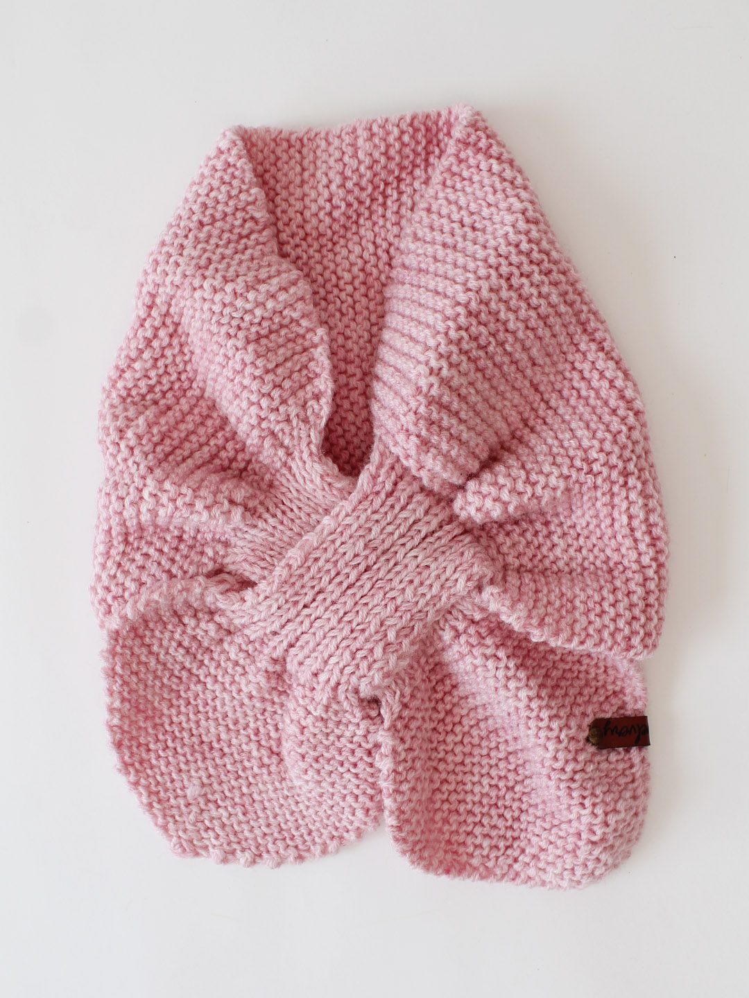 Knit Leaf Neck Scarf for Women - Baby Pink
