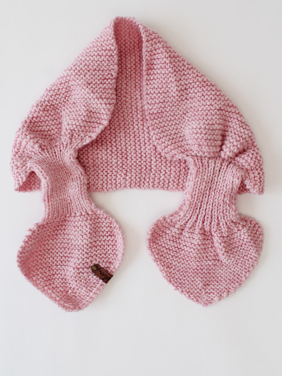 Knit Leaf Neck Scarf for Women - Baby Pink