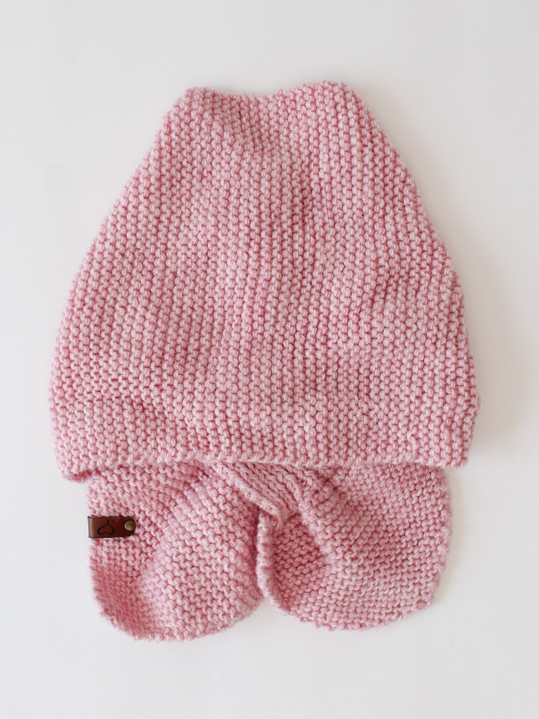 Knit Leaf Neck Scarf for Women - Baby Pink