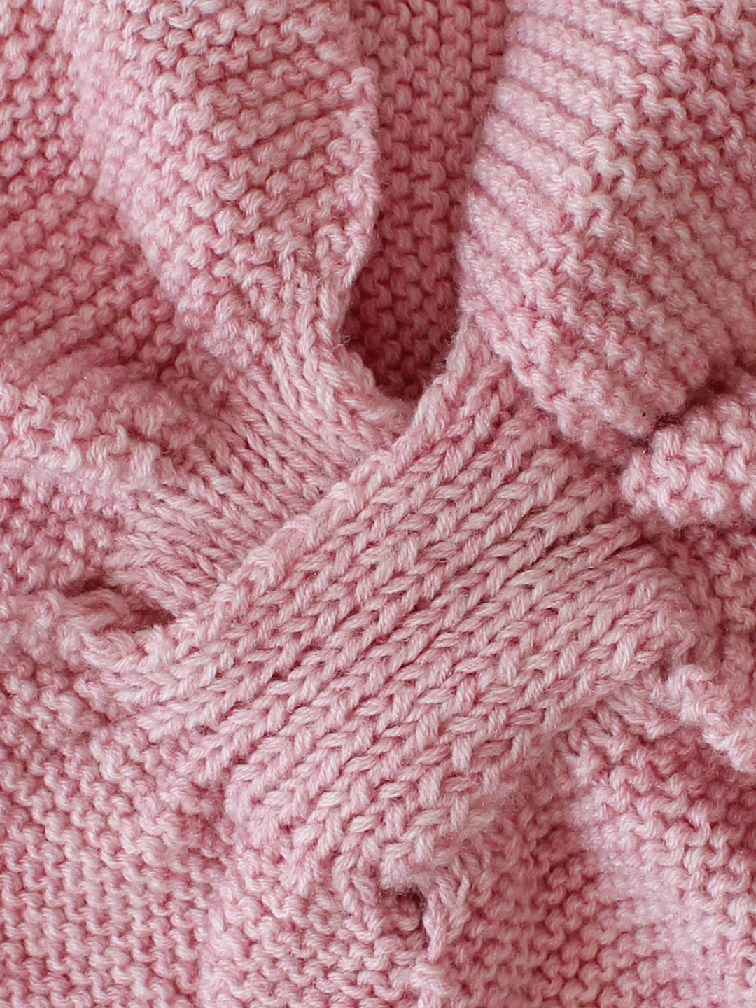 Knit Leaf Neck Scarf for Women - Baby Pink