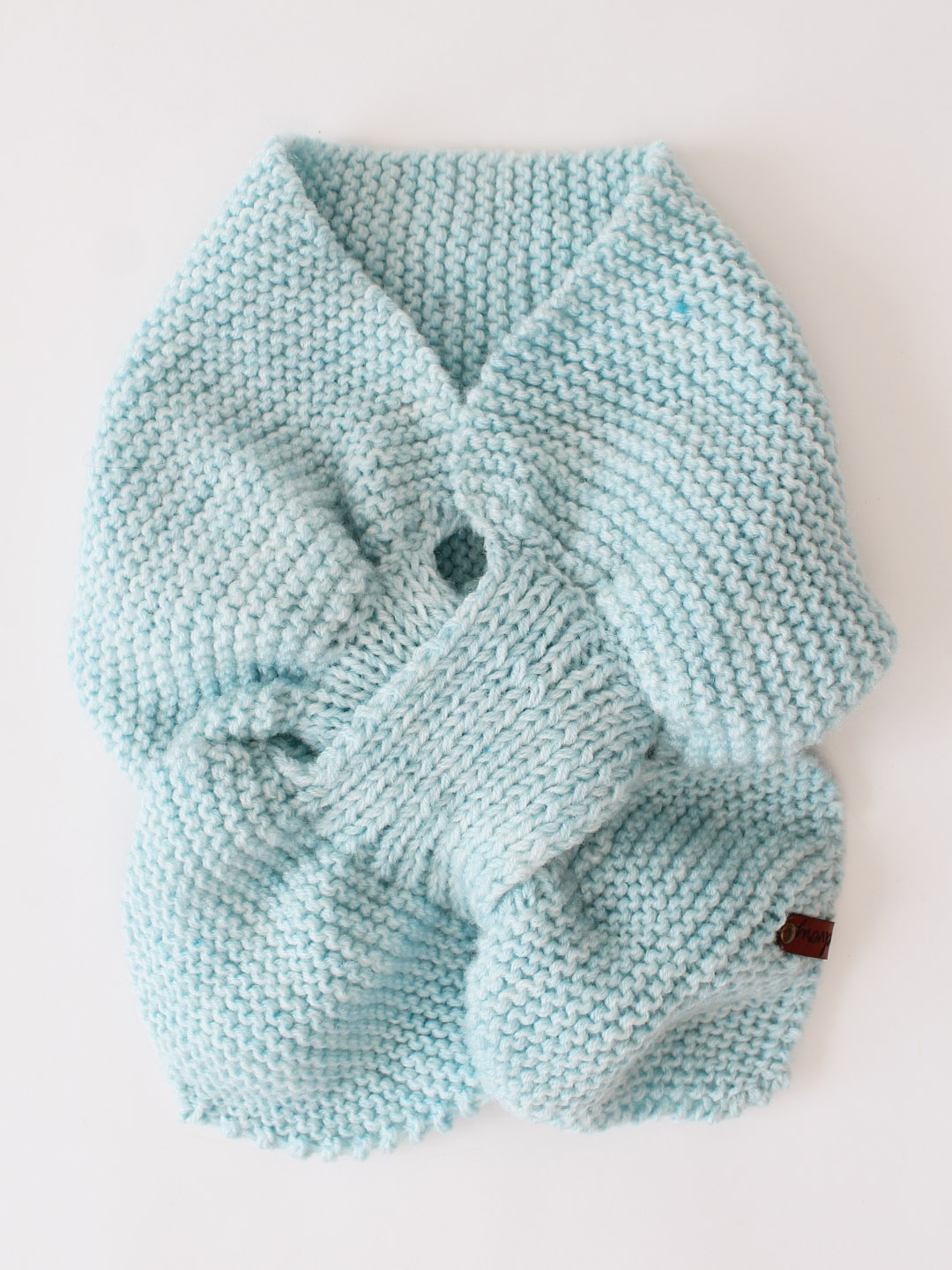 Knit Leaf Neck Warmer for Women - Sky Blue