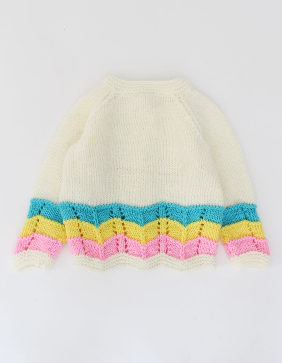 Knitted Zigzag Pattern Pullover For Newborn - Cream