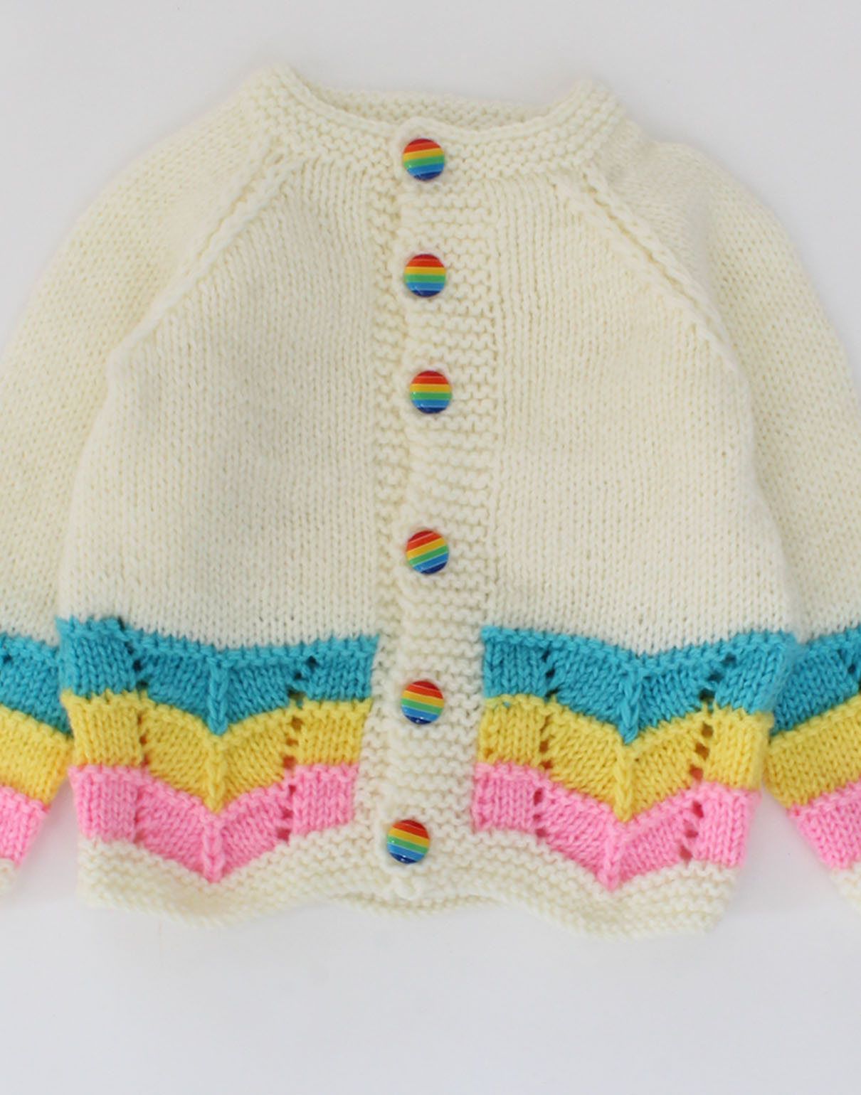Knitted Zigzag Pattern Pullover For Newborn - Cream