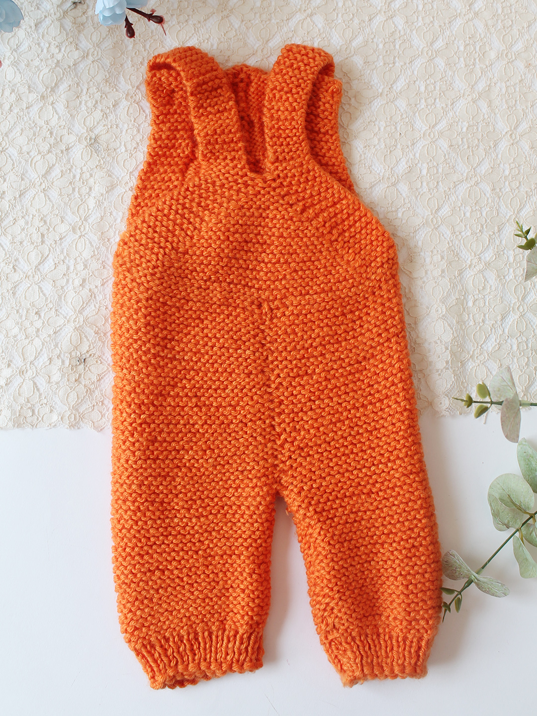 Woonie Handknitted Cable Knit Design Jumpsuit - Orange