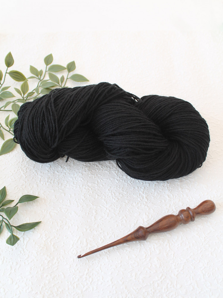 Image of Ganga Knitter Special 4 Ply Acrylic Yarn - Black - Shade 240