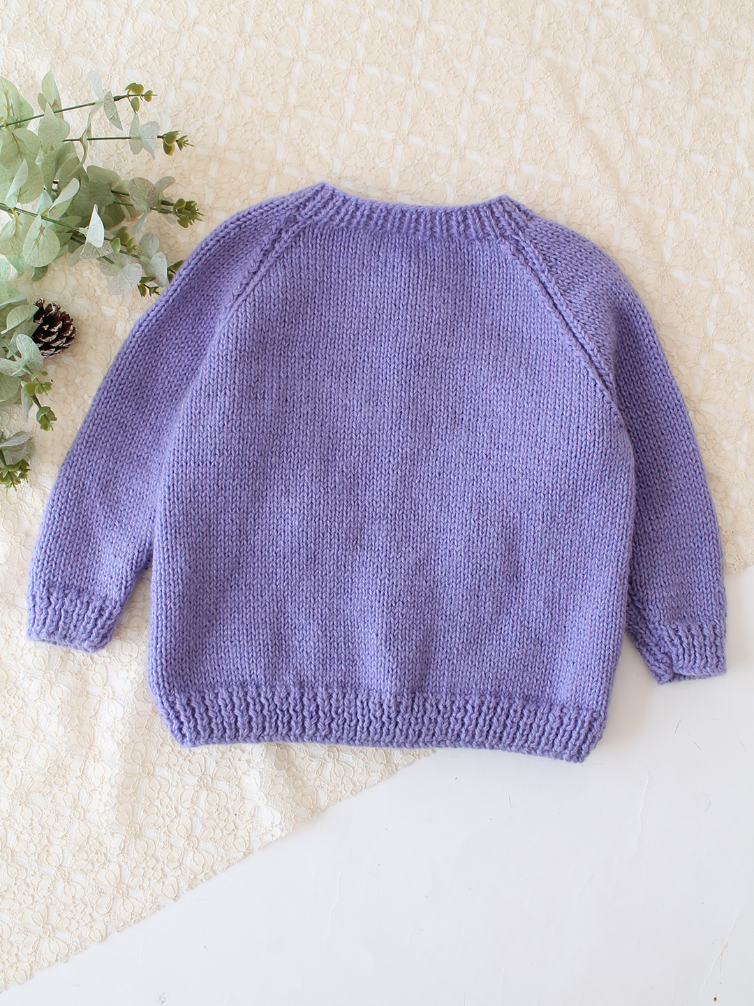 Woonie Handknitted Floral Applique Sweater - Purple
